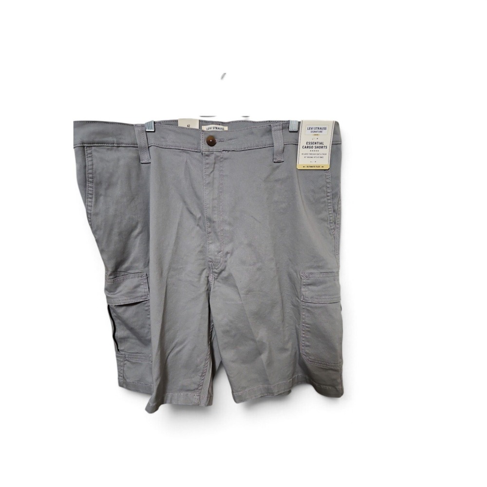 SignaturebyLevi Strauss Men Essential Cargo Shorts Ultimate Flex Khaki Grey 0370